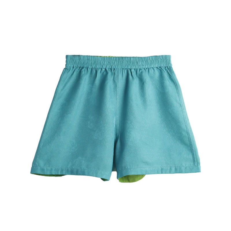 25姆米满桑香云纱花罗平铺松紧腰短裤12372-A33