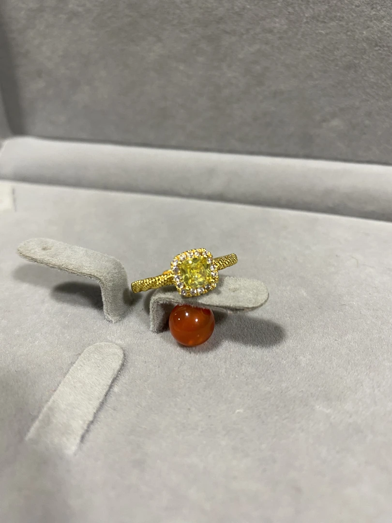 A608阿文专属金色精工方形戒指 玛瑙珠 渡金 饰品多样性发货