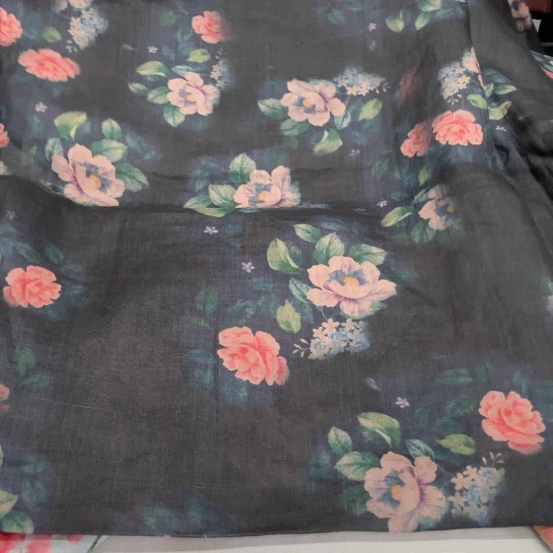 麻1.2米42支纯苎麻黑色牡丹