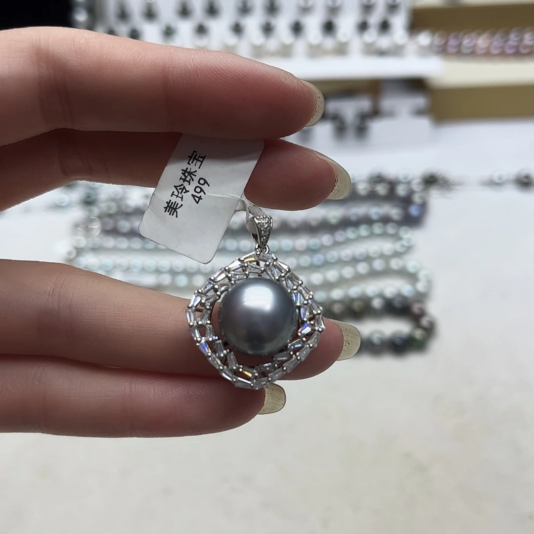 颈饰银S925镶嵌海水珍珠