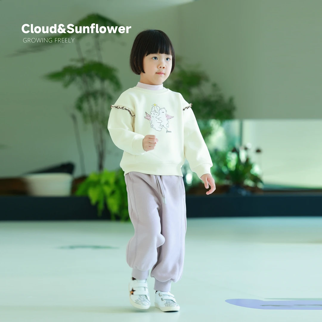 【云朵小葵】女童秋季新洋气时尚款紫色抽绳百搭束脚裤卫裤1114613