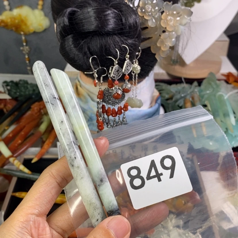 【闪购商品】岫玉发饰未镶嵌小****0