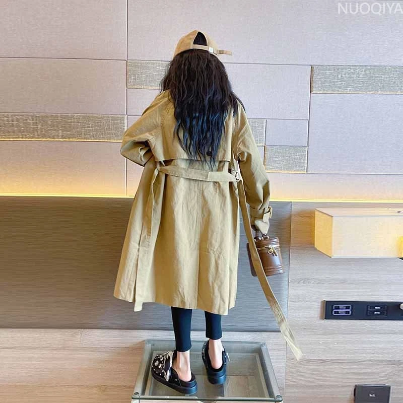 女童长版外套2025新款女大童洋派时髦韩版大衣儿童早秋款秋装风衣