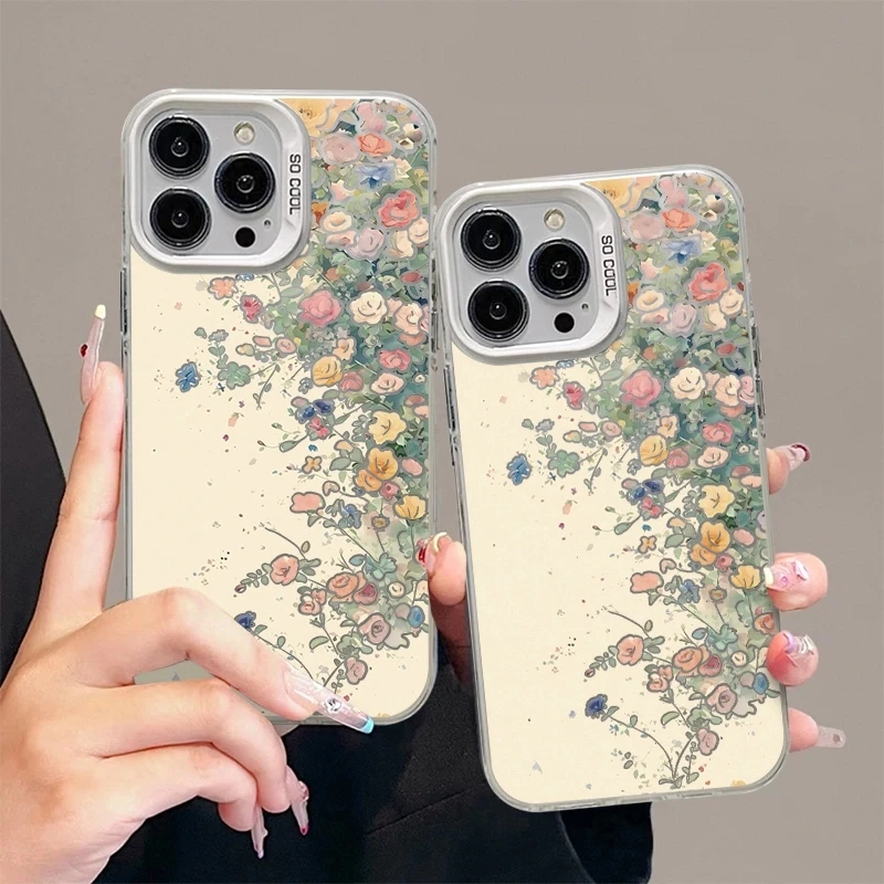 ins花海花丛适用iphone16/15元气手机壳14/13/12/11全包防摔套