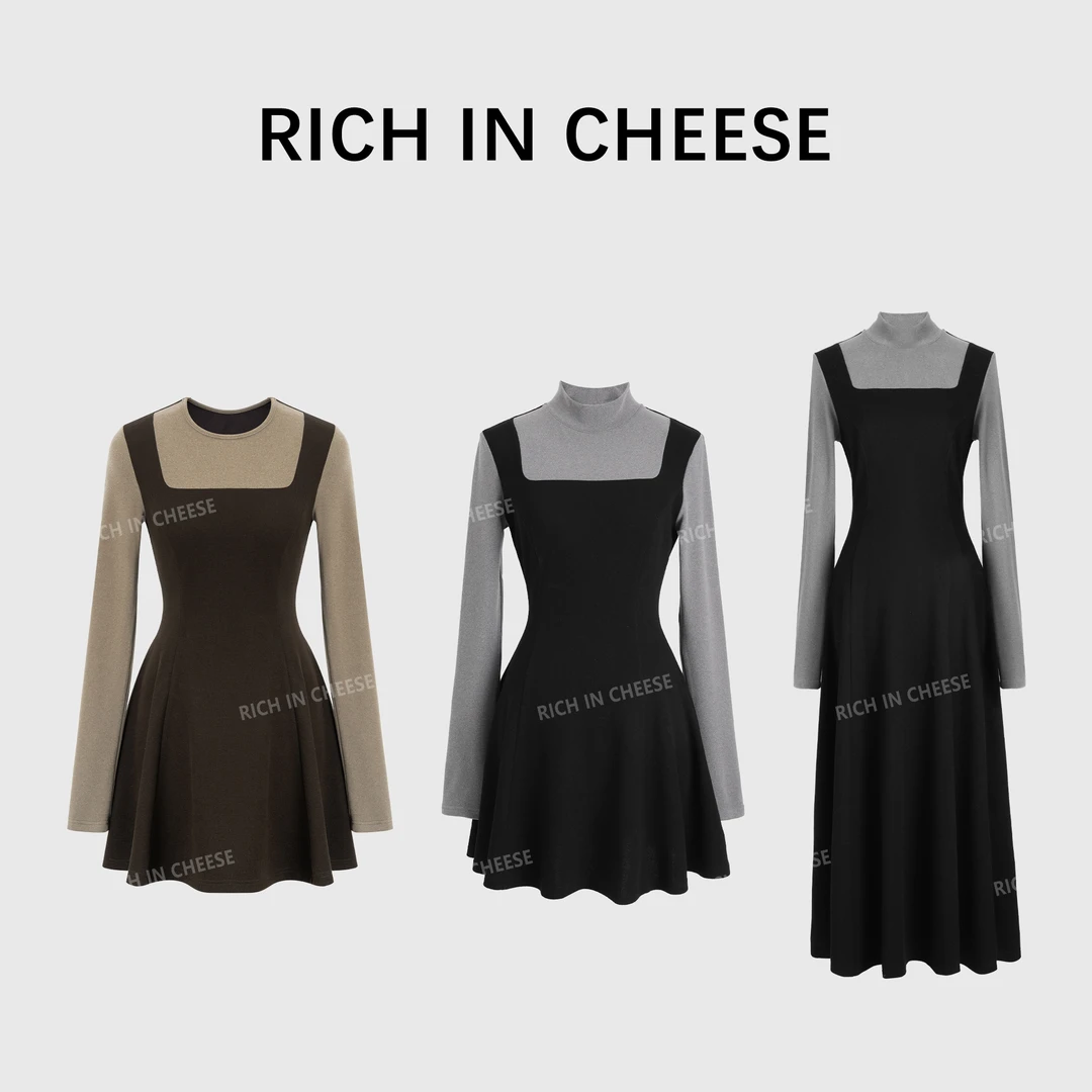 RICHINCHEESE 北海道情书【系列合集】半高领磨毛版气质简约连衣裙