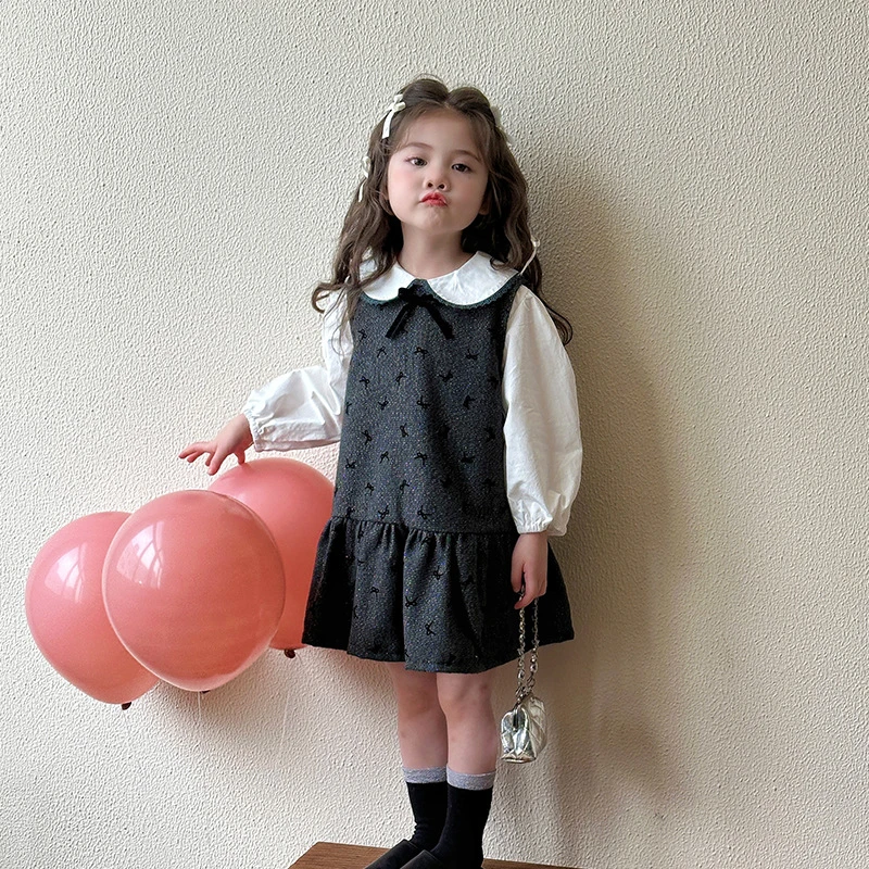 女童2025新款春秋季甜美风娃娃衫背带连衣裙儿童可爱秋装中小童