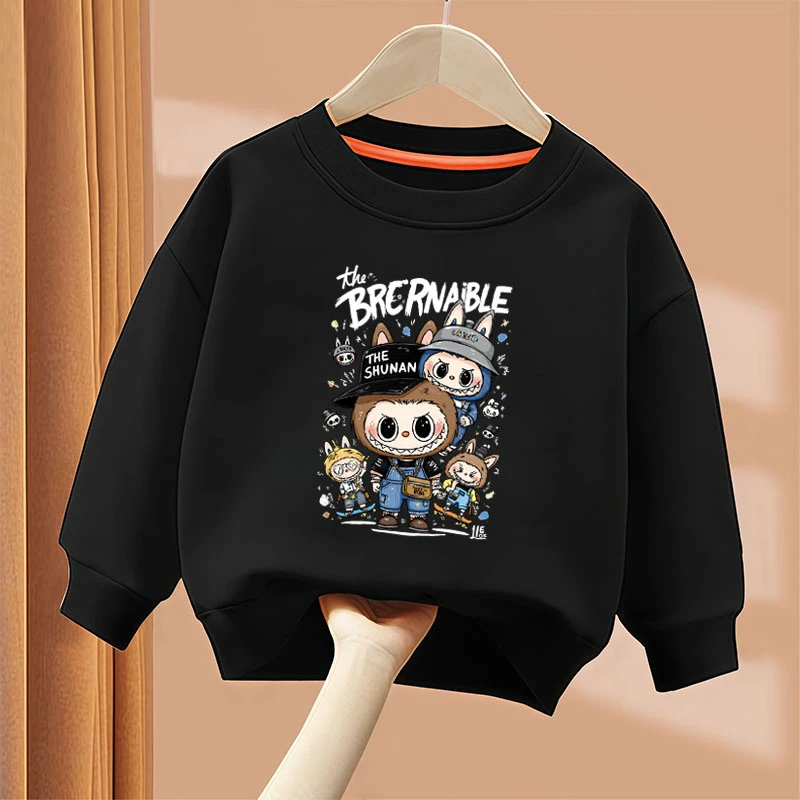 拉布布儿童卫衣春秋季2025新款男童女童时尚上衣圆领秋装外套服潮