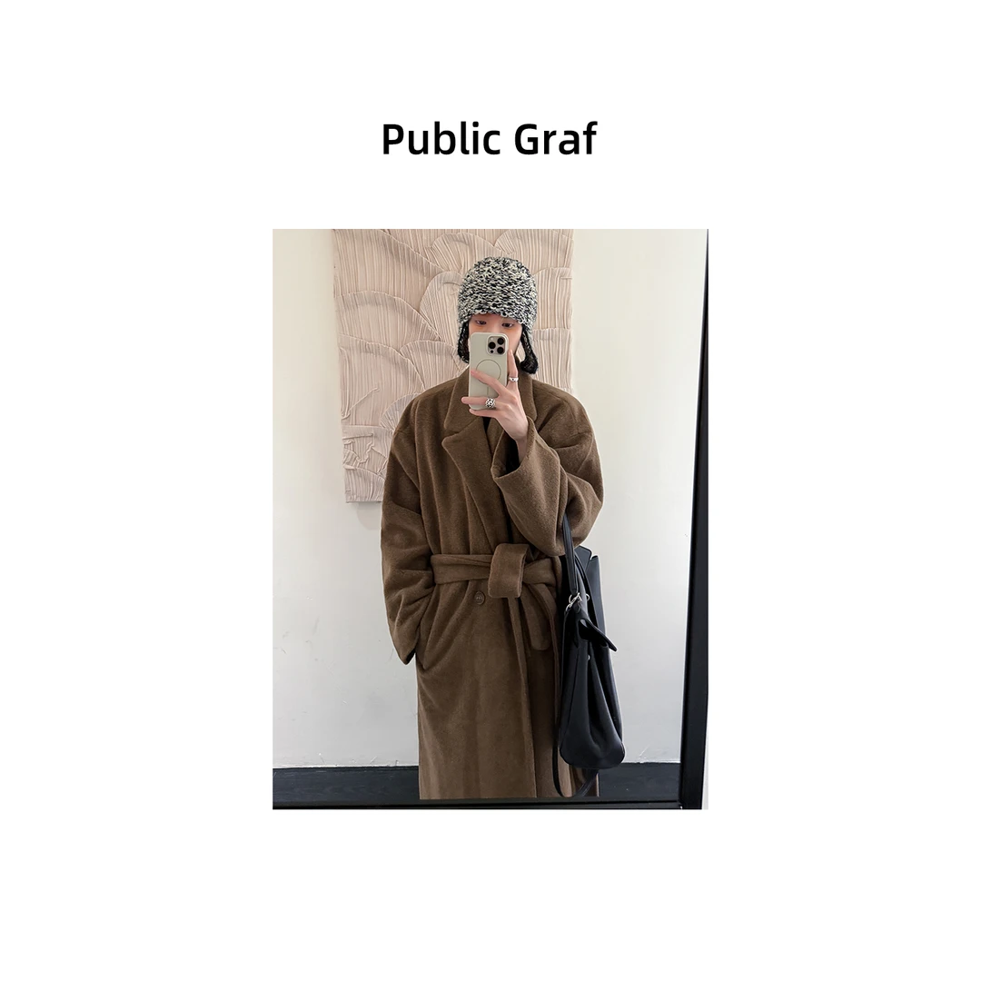 高林凡 韩版cleanfit毛呢大衣加厚保暖中长款过膝高级感风衣外套