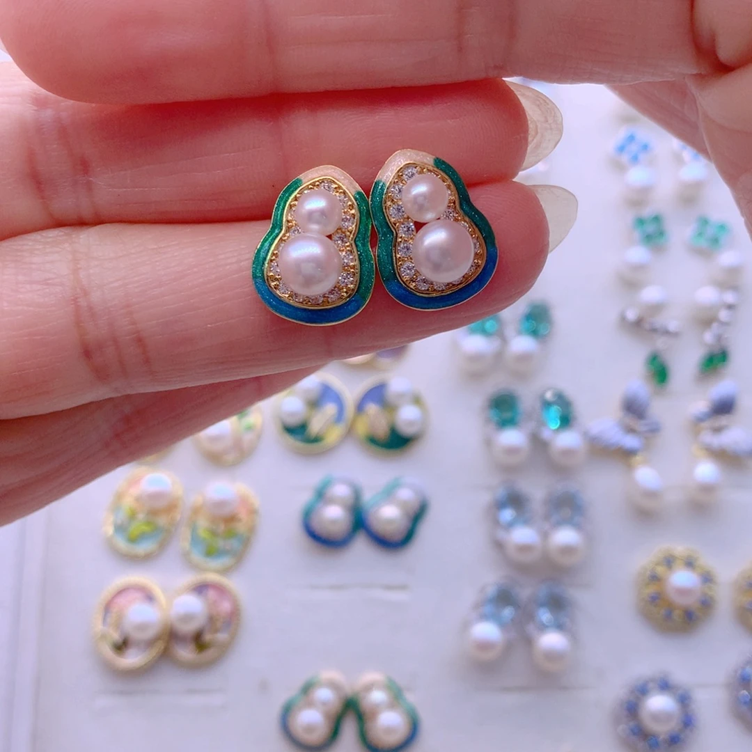 淡水珍珠耳饰合金