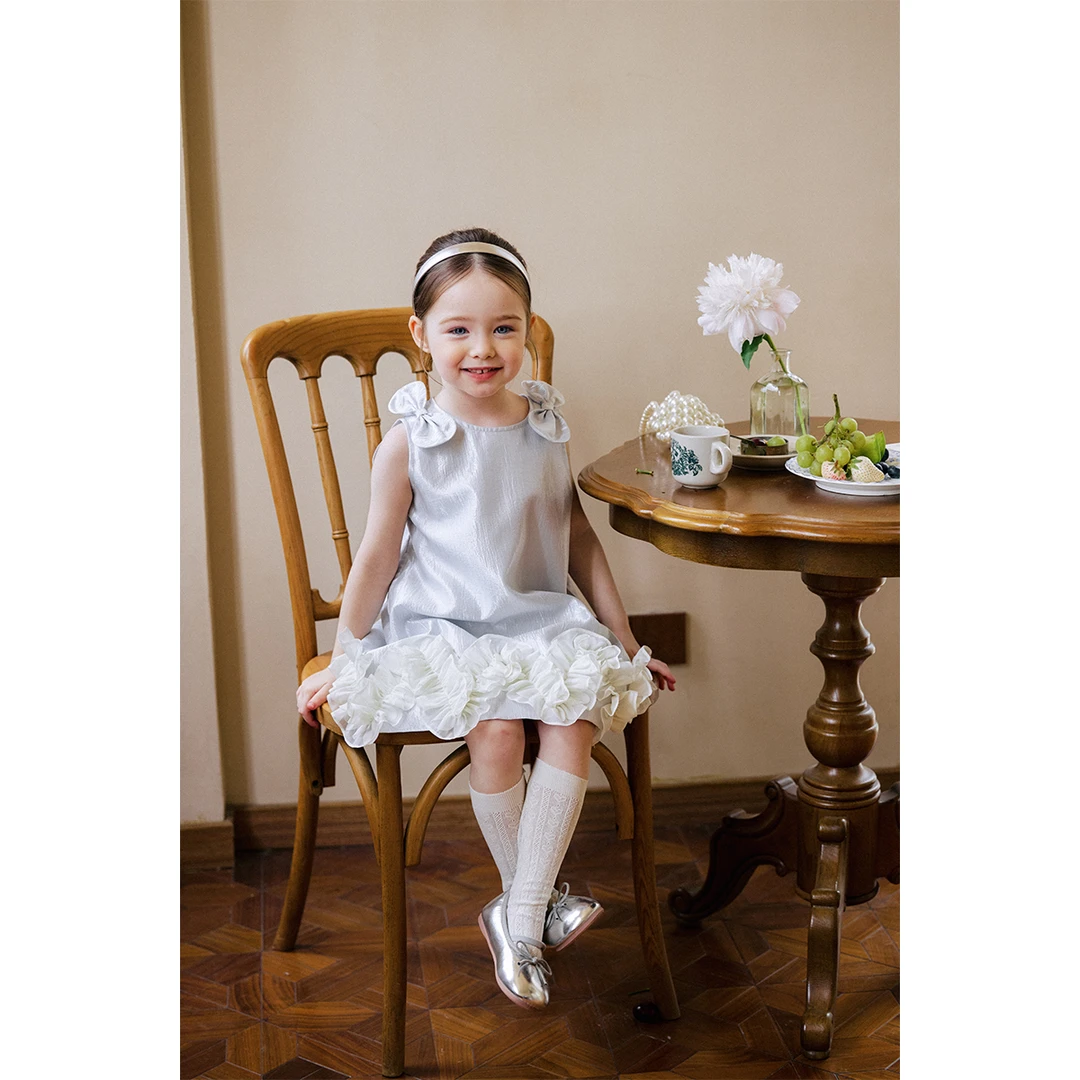 Toz Girls豆几妈5/6女童定位花边蝴蝶结生日礼服裙夏季公主连衣裙