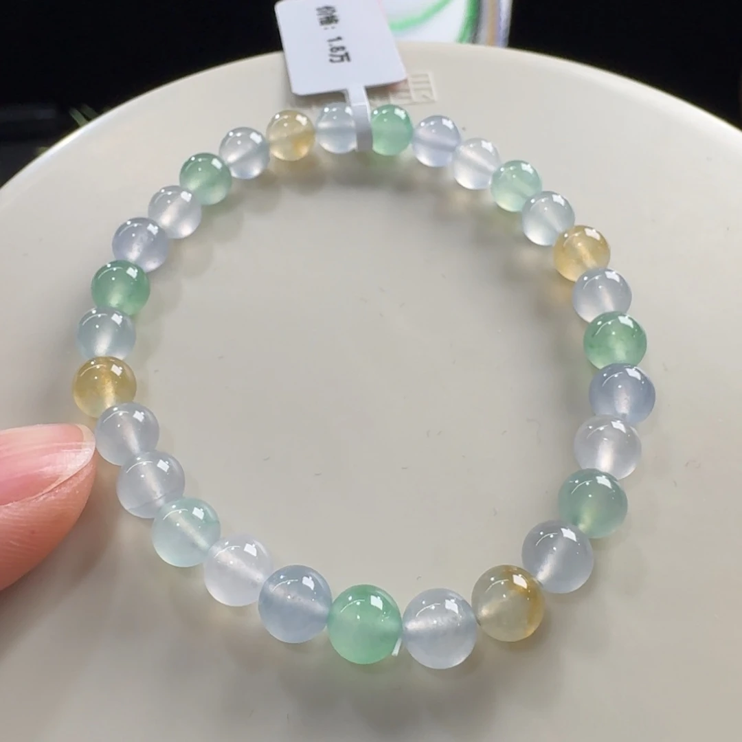 翡翠未镶嵌手链力力力力力力推高冰马卡龙多宝单圈6mm