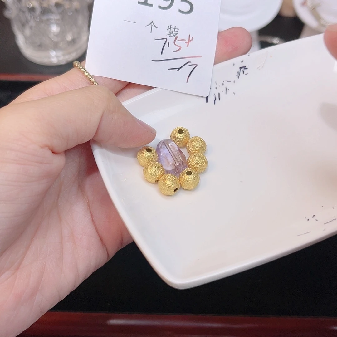 紫晶珠宝半成品银S925镀金镶嵌195