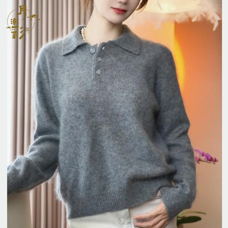 冬季POLO领加厚拉毛羊毛衫翻领针织衫保暖内搭