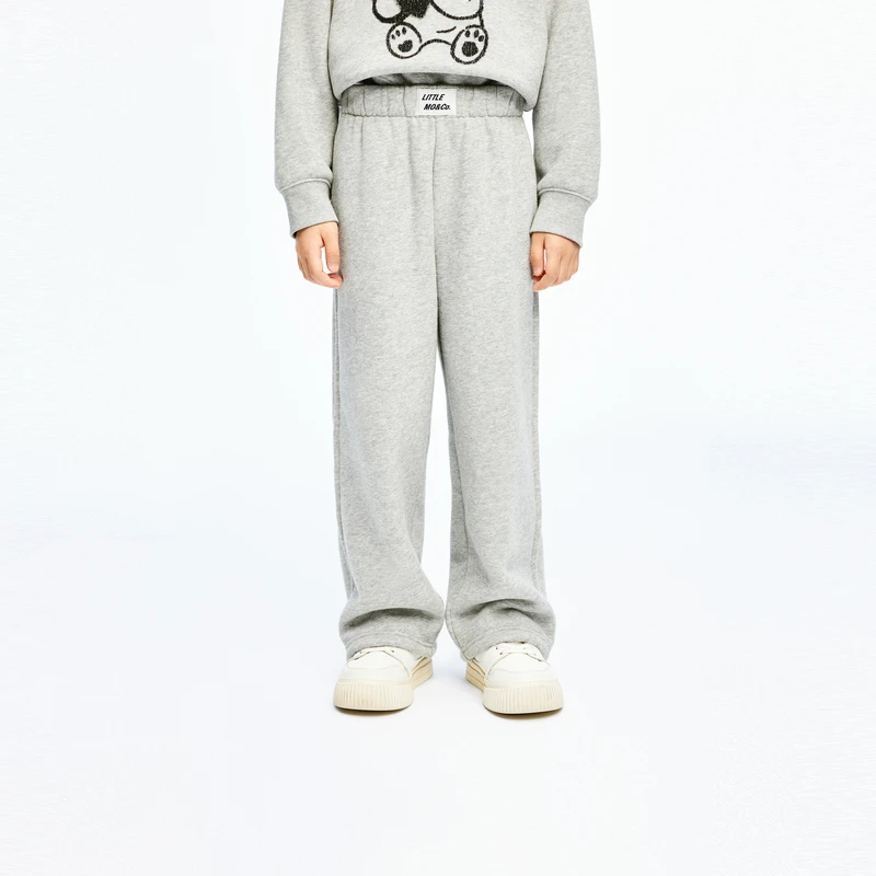 littlemoco童装冬新款男女童加绒保暖休闲直筒长裤#KBD4PAT025
