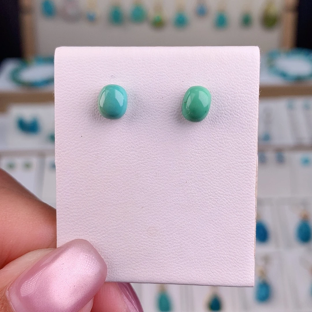 银S925镶嵌绿松石耳饰