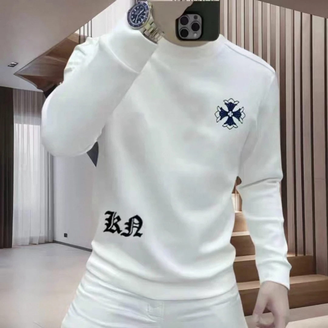 潮牌新款轻奢高级感卫衣男士青年痞帅个性几何印花长袖上衣秋冬季