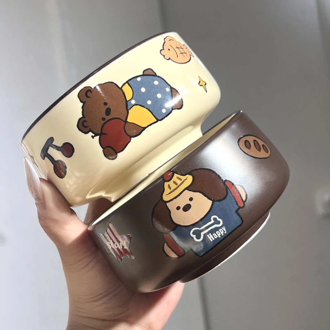 【嘟嘟好】出口高货 奥古系列 卡通碗 陶瓷碗 米饭碗 4.5英寸两个装