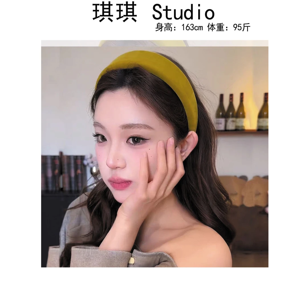 《琪琪家》秋季新款气质时尚温柔风丝绒秋冬新款高颅顶头箍L