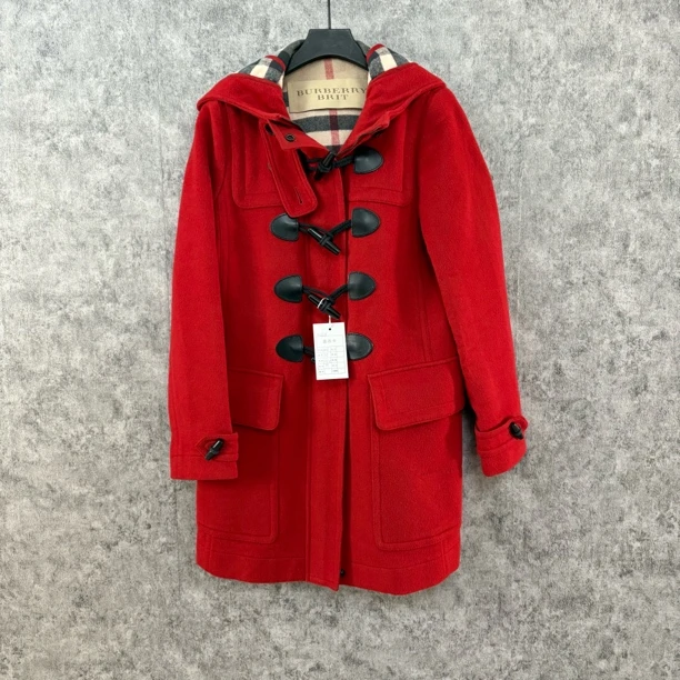 95新 BURBERRY/博柏利 Burberry红色牛角扣大衣微瑕