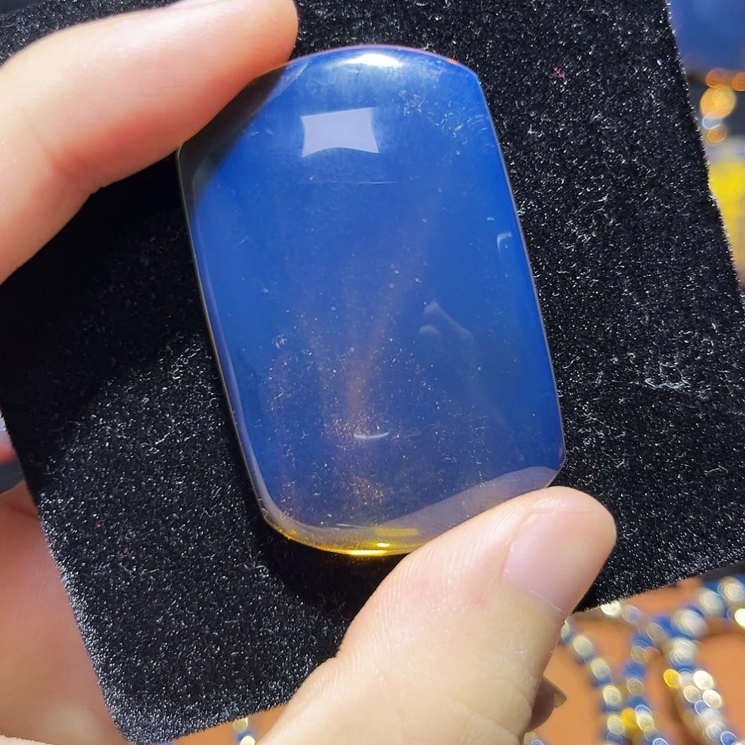 蓝珀未镶嵌珠宝奇石531无事牌 （可定制）