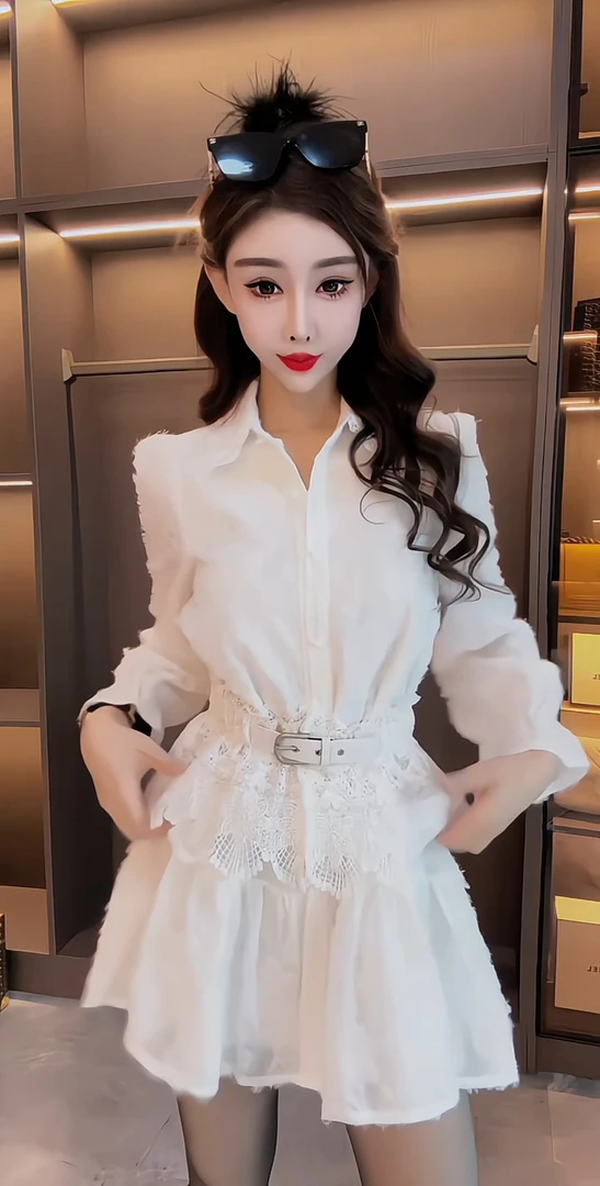 2025春季新款时尚百搭洋气减龄羽毛大码长袖连衣裙中长款打底裙女