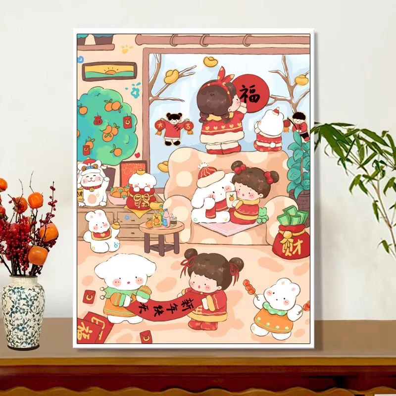 福气满满大格四股满绣39色尺寸60*80-蒙娜丽莎十字绣套件