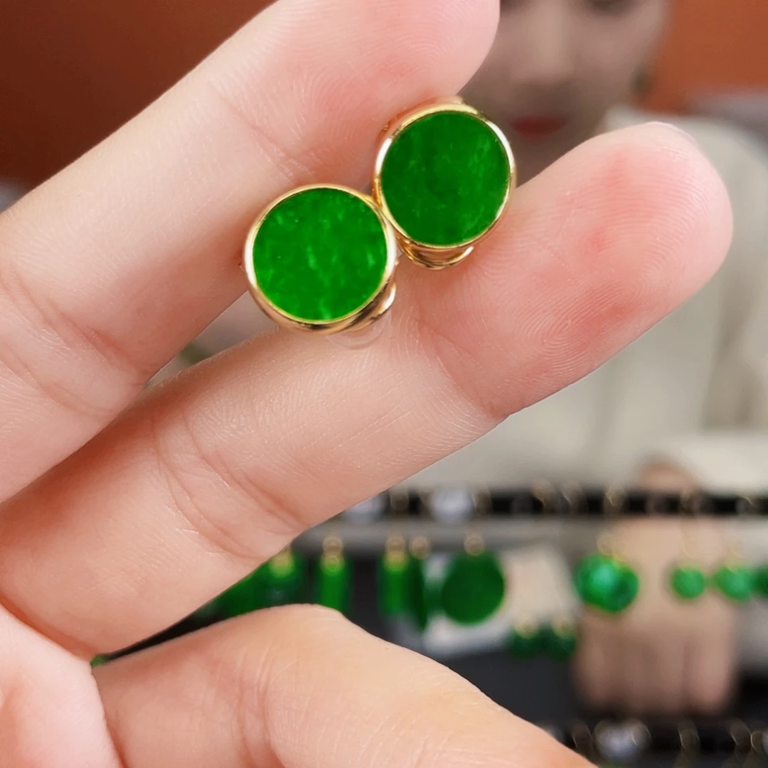 翡翠银S925镶嵌耳饰