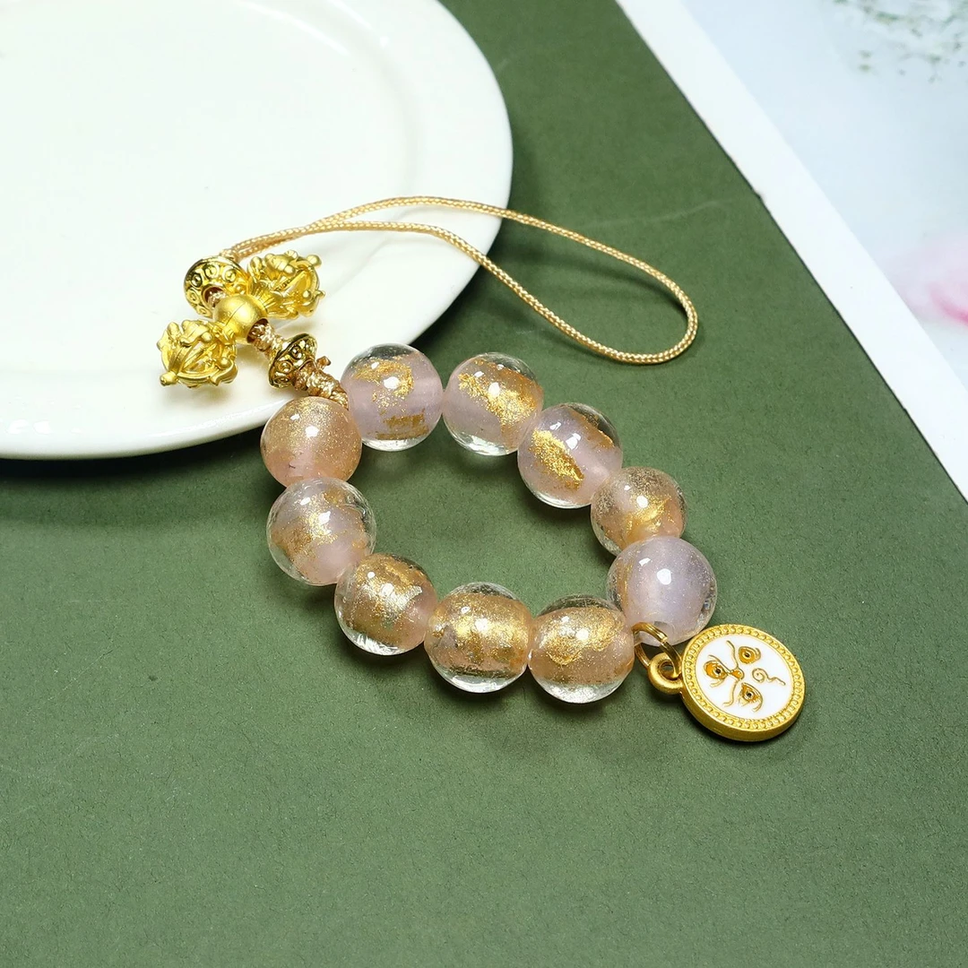 非金属玻璃手链 香灰琉璃卡10mm手机链挂饰 1588