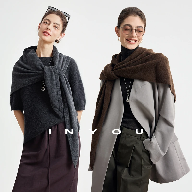 因由 北欧设计感温暖多造型百搭羊毛三角巾保暖围脖针织宽松秋冬