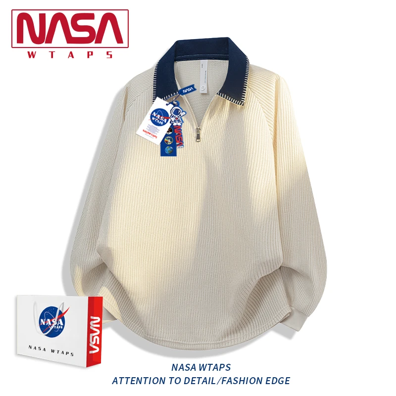 NASA WTAPS美式复古半拉链卫衣男秋季新款宽松休闲百搭长袖上衣潮