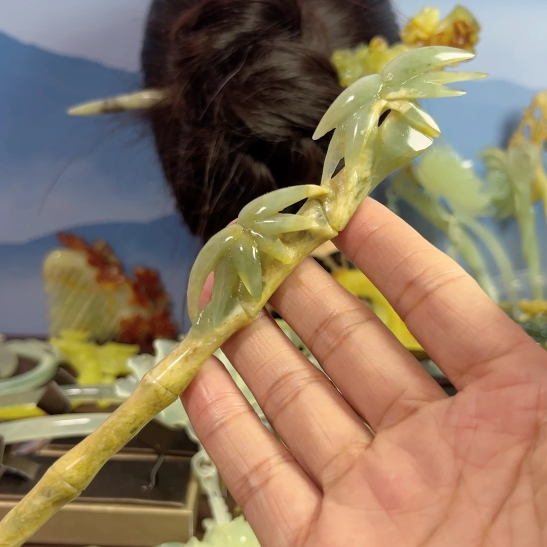 蛇纹石玉发饰合金