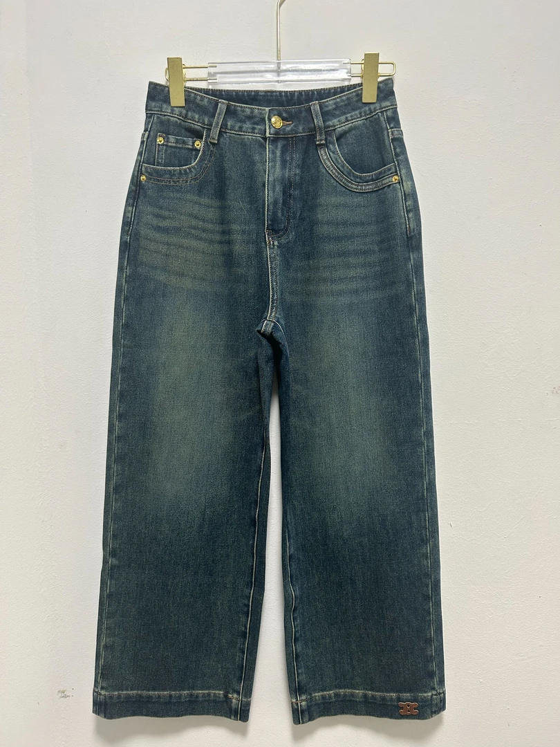 31119新款美式复古秋冬新款百搭高腰宽松显瘦牛仔裤