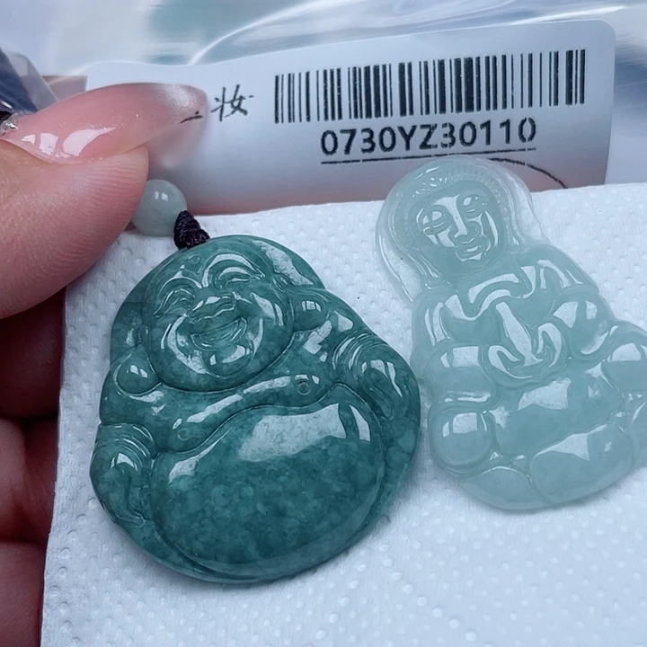 翡翠足银镀金镶嵌吊坠(不含链)