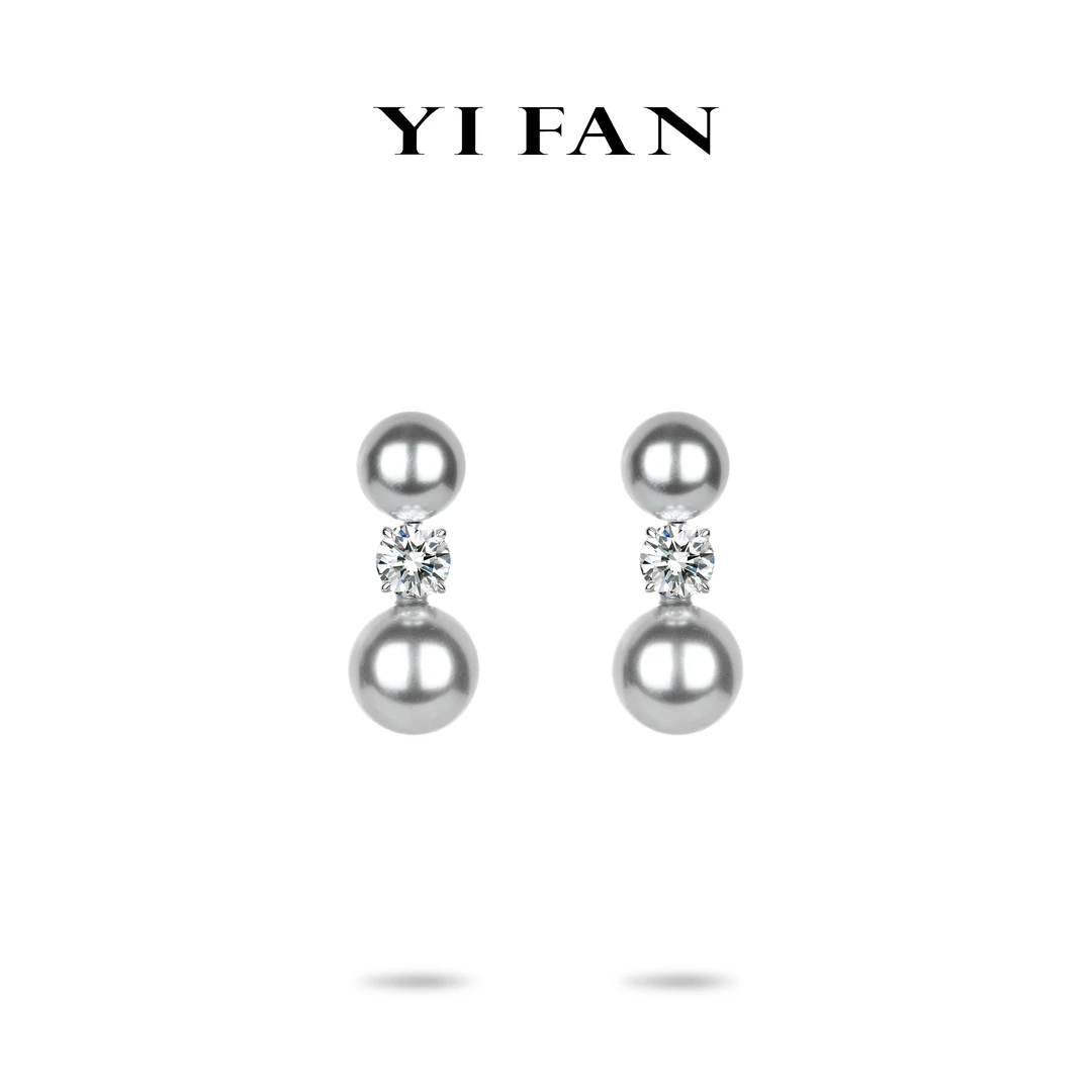 925银合成锆石耳饰 3301--气质白色轻奢百搭灰珠大小双戴耳钉