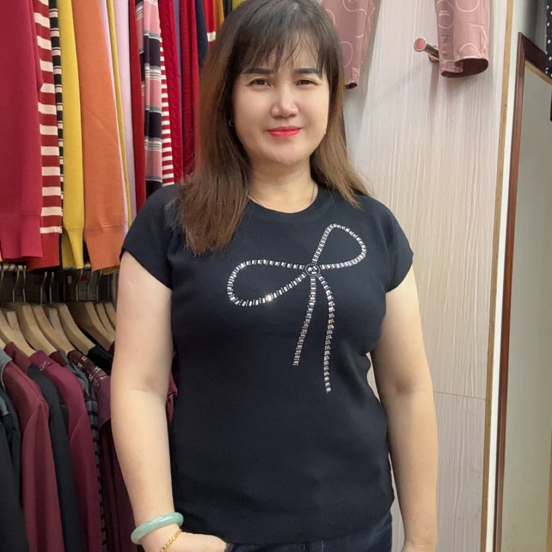 纯色蝴蝶结短袖T恤时尚显瘦休闲百搭女士6022