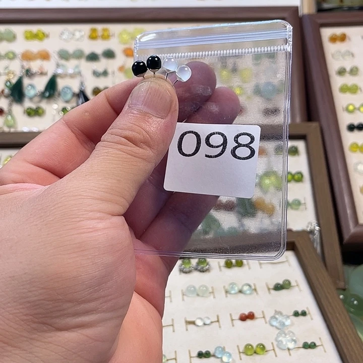 蛇纹石玉合金耳钉098
