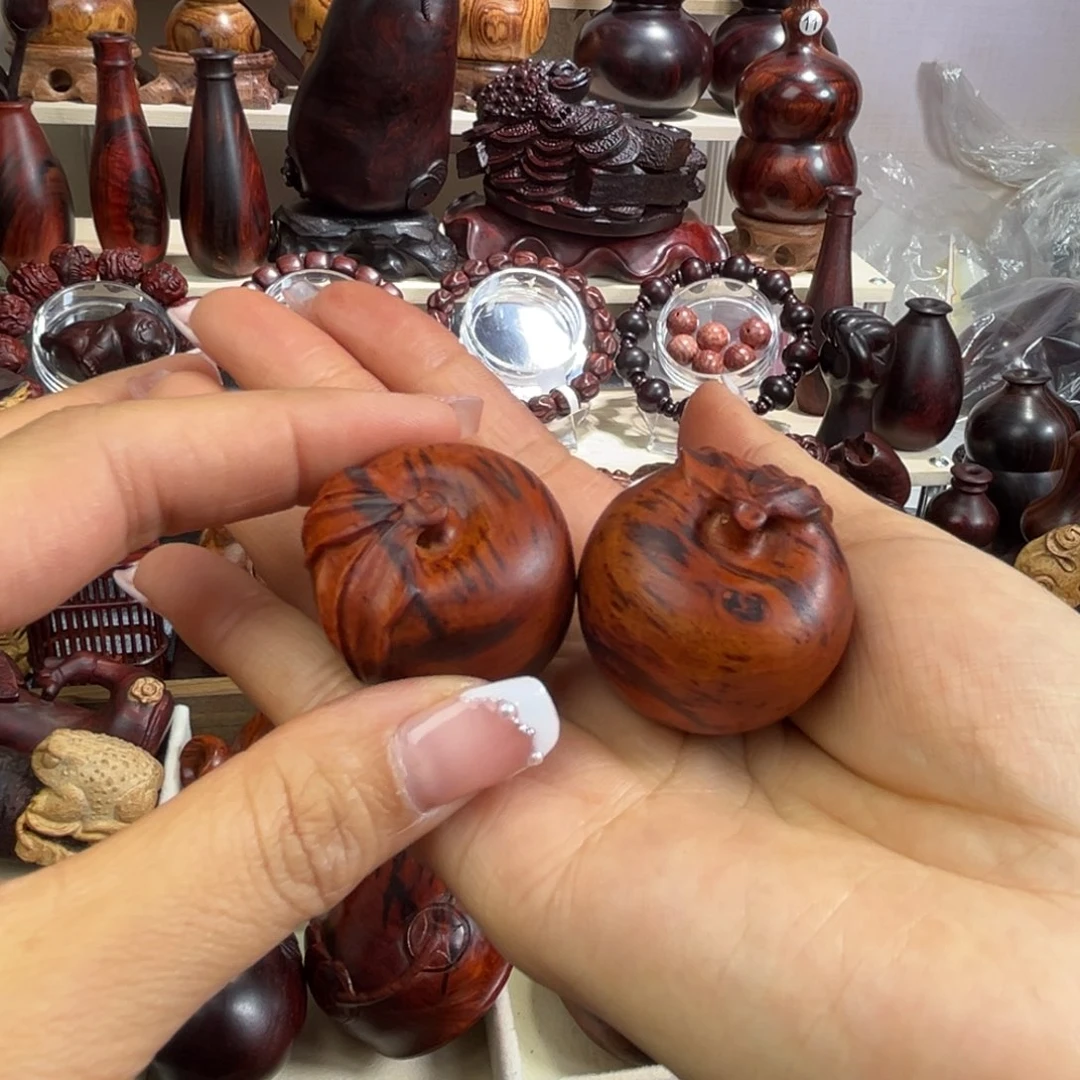 木小叶紫檀苹果手球一对手把
