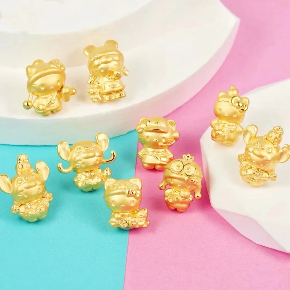 足金999可爱KT猫转运珠集合 默认不配绳子 多样性发一