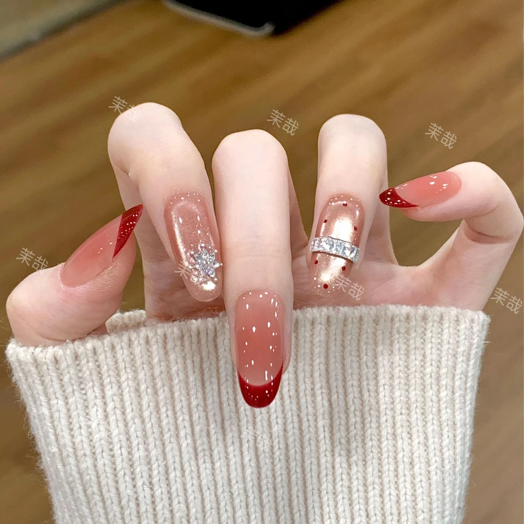 茉哉I【绯雪奇遇】纯手工定制美甲拆卸穿戴甲A5089