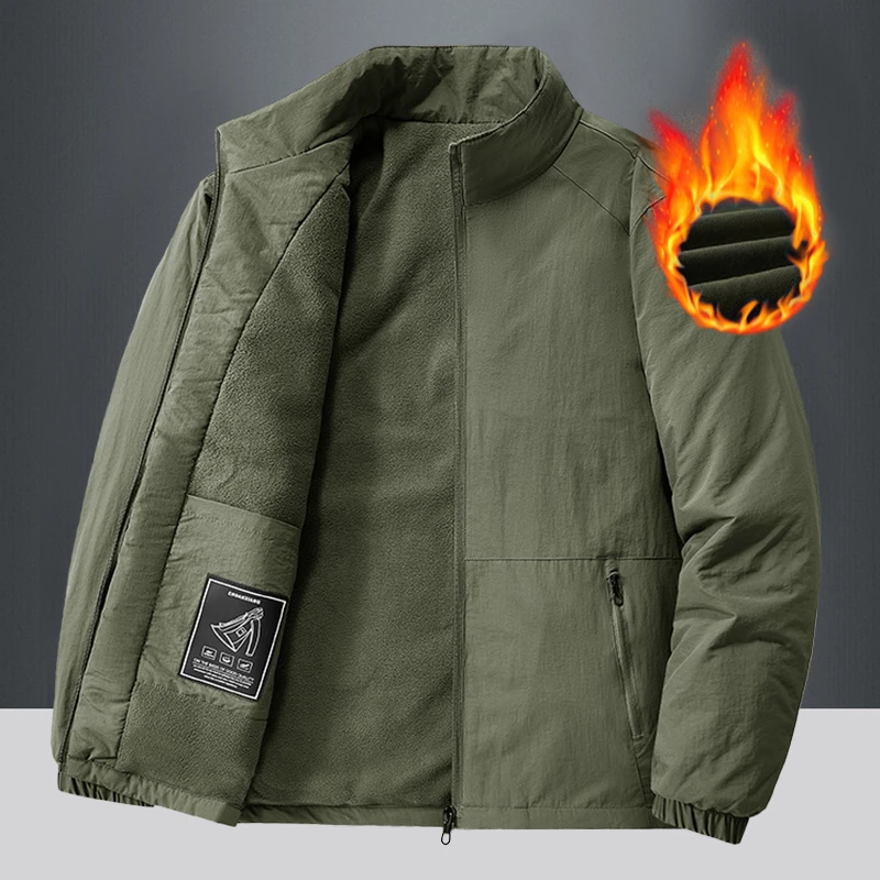 男士春秋季外套2025新款中年上衣服立领加绒保暖休闲防风百搭夹克