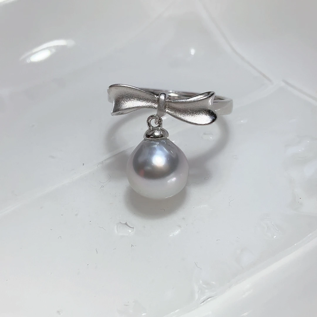 海水珍珠戒圈银S925镶嵌