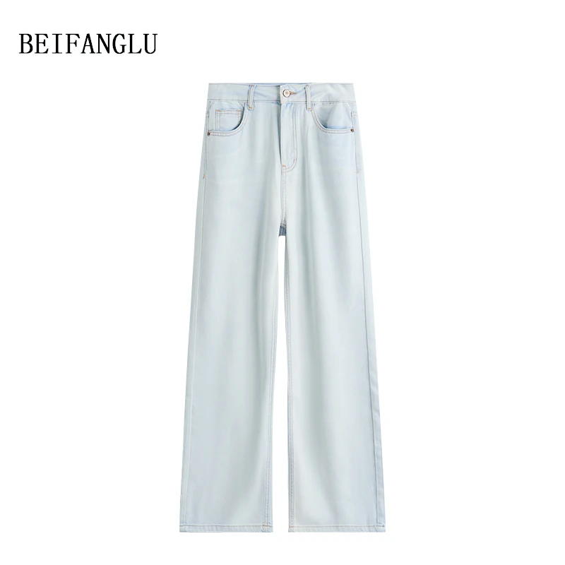 北方鹿 2025夏季新款牛仔裤港风长裤百搭显瘦显腿长休闲女士W9295