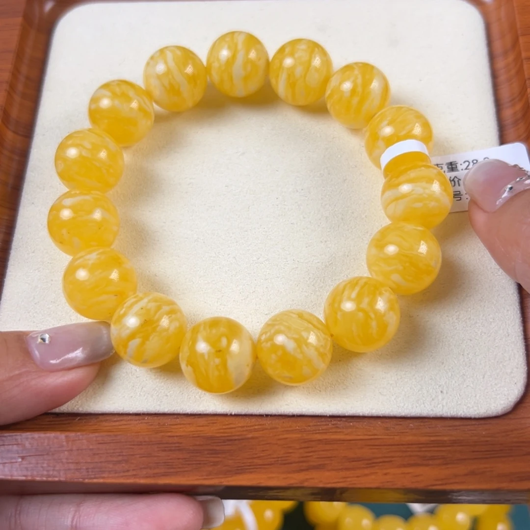 琥珀未镶嵌手串28.8g焦皮同料老型15mmFF