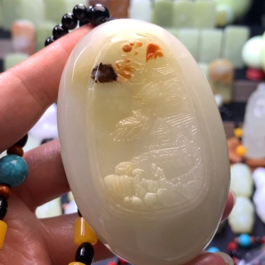 石材方解石手把件