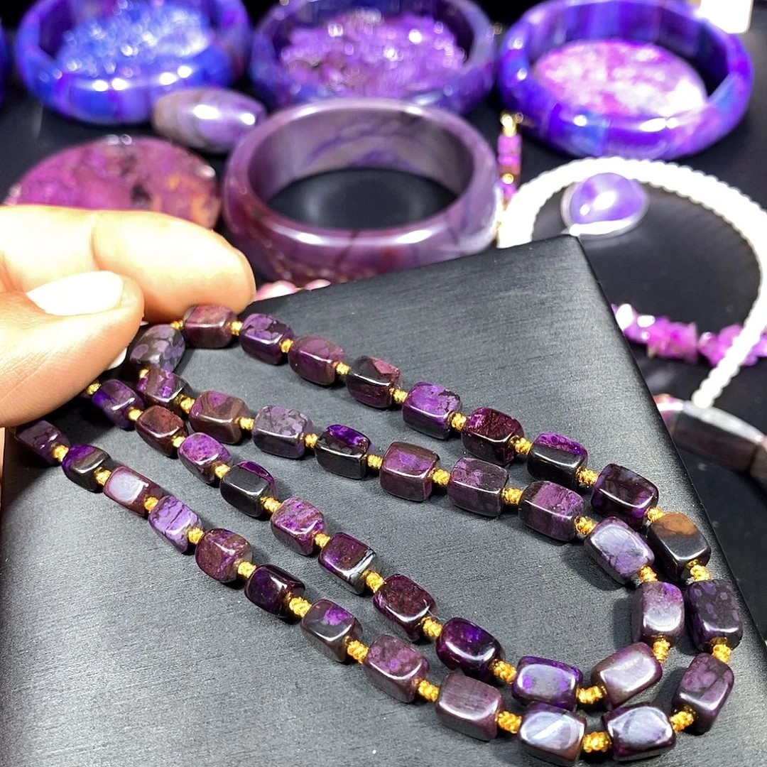 苏纪石（舒俱来）未镶嵌南非舒俱来老油紫方糖项链