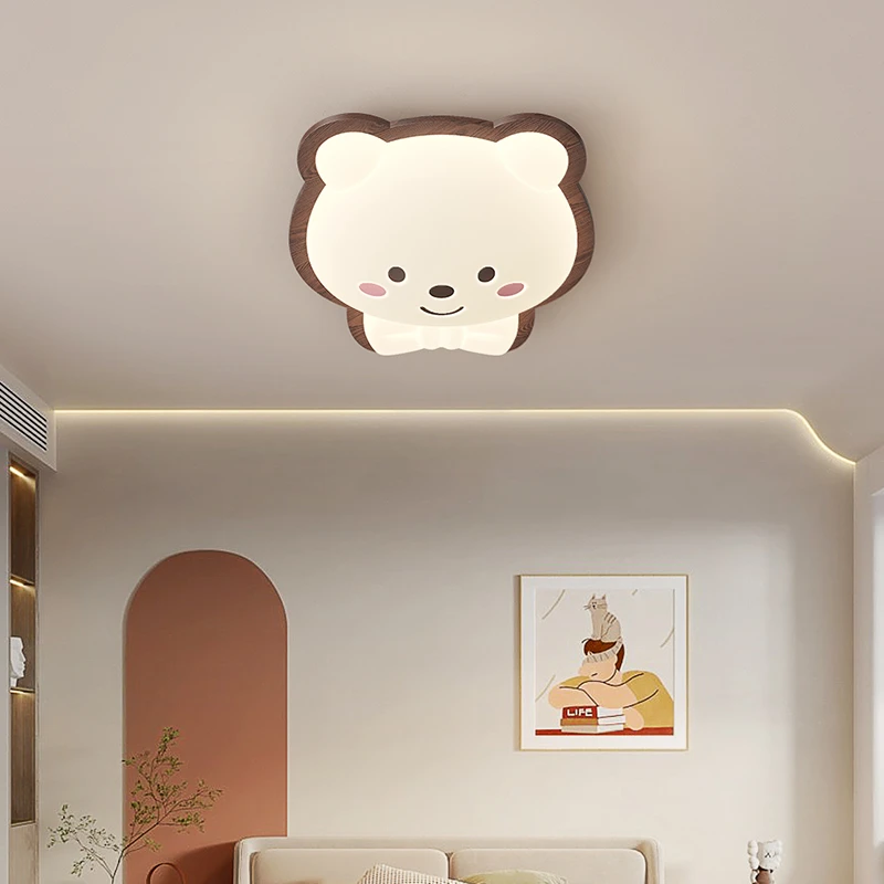 【九木】胡桃木色中古奶油风卧室吸顶灯北欧儿童房创意全光谱护眼