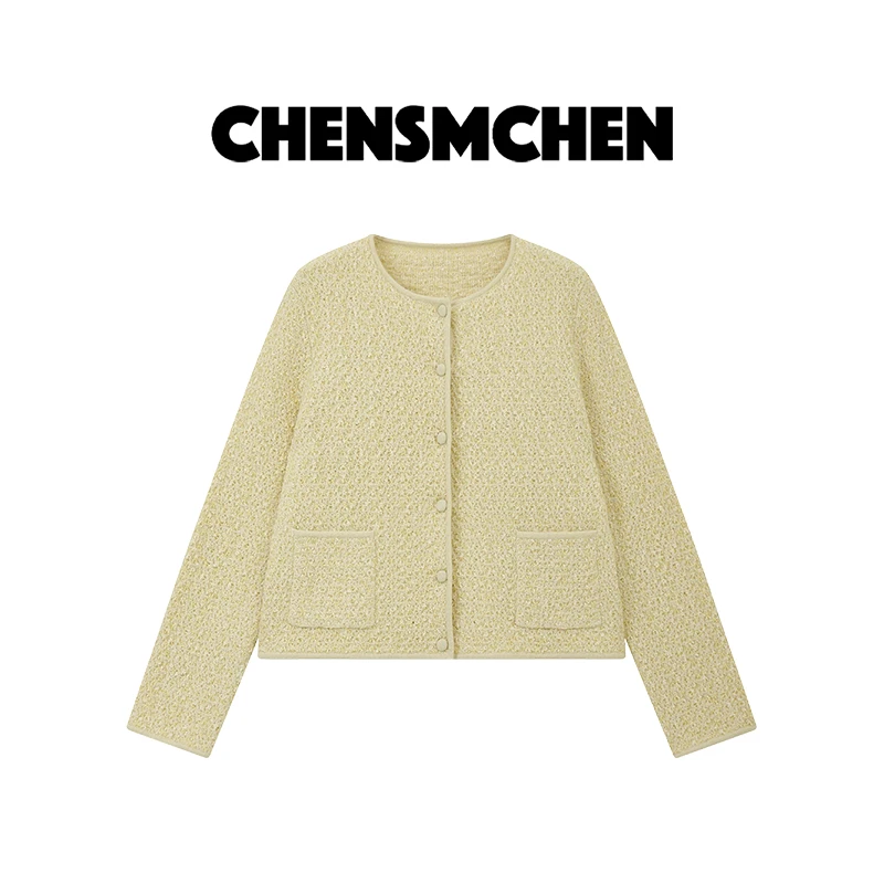 CHENSMCHEN 绵羊毛复古轻奢小香风外套女经典优雅上衣CSW6103WY