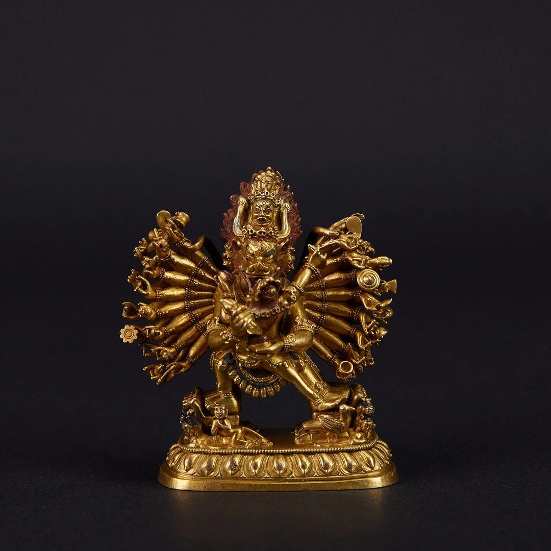 LOT 122322清乾隆 铜鎏金大威德金刚像