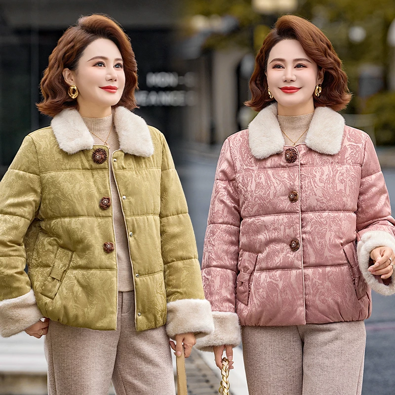 中年妈妈冬装外套洋气棉衣2025新款国风棉袄中老年女装新中式棉服