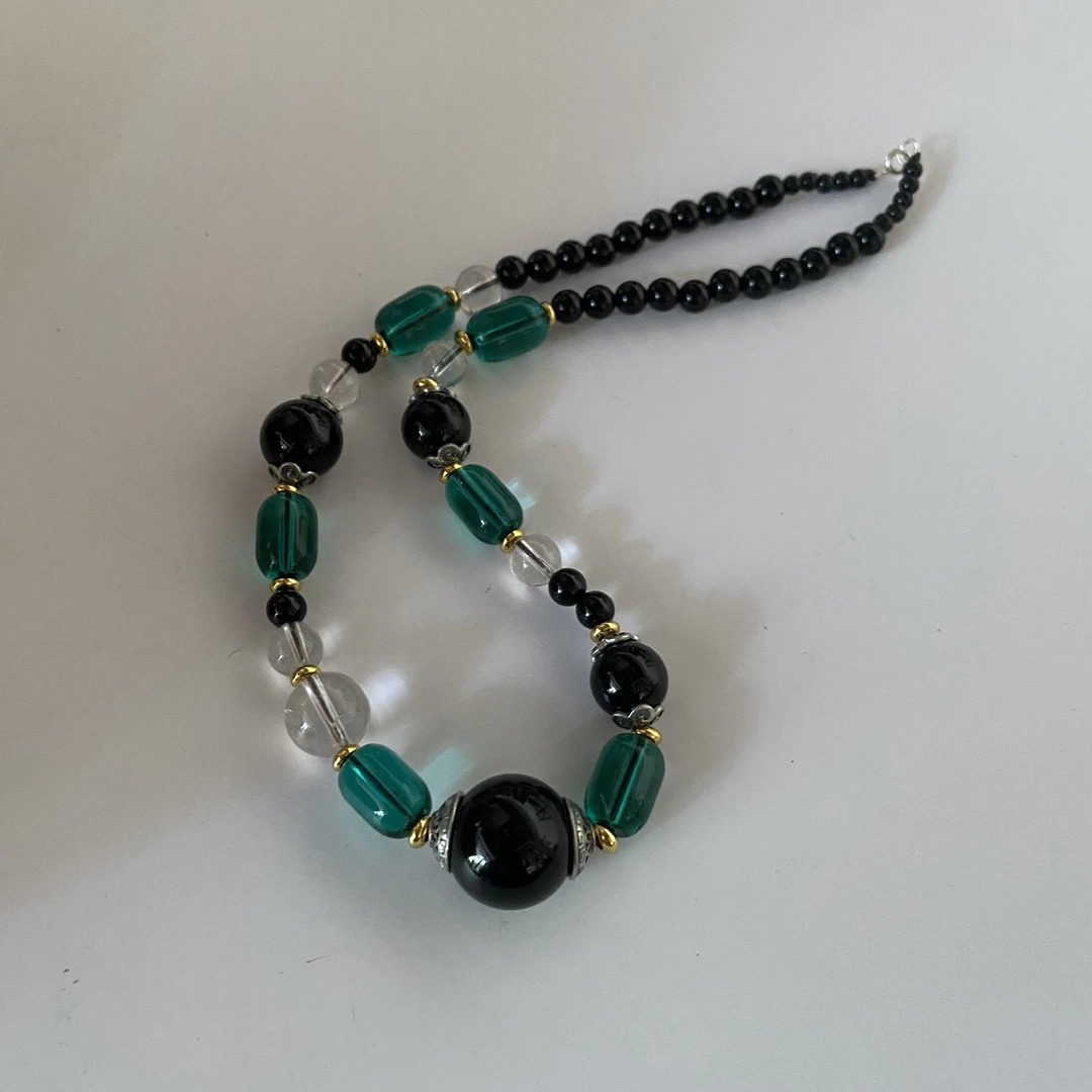 链子925银 （老银工厂3号店）精品时尚潮流大绿色项链425